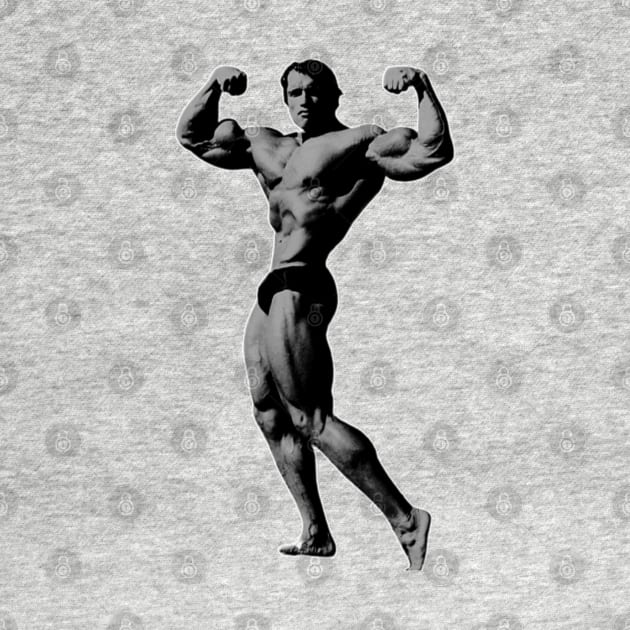 Arnold double biceps pose by Golden Era Clothing